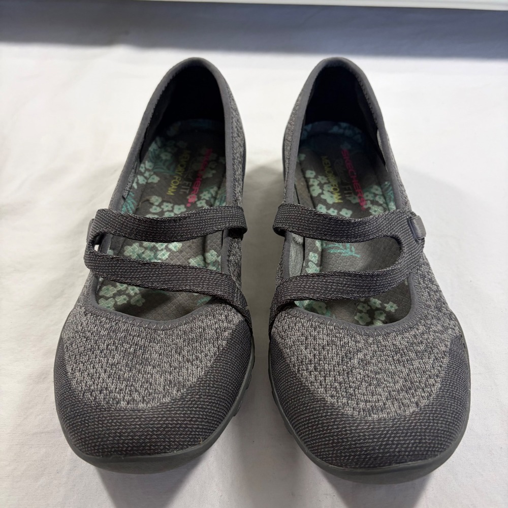 Skechers Relaxed Fit Memory Foam Mary Jane Sneakers Gray 23005 Womens 8 Like New